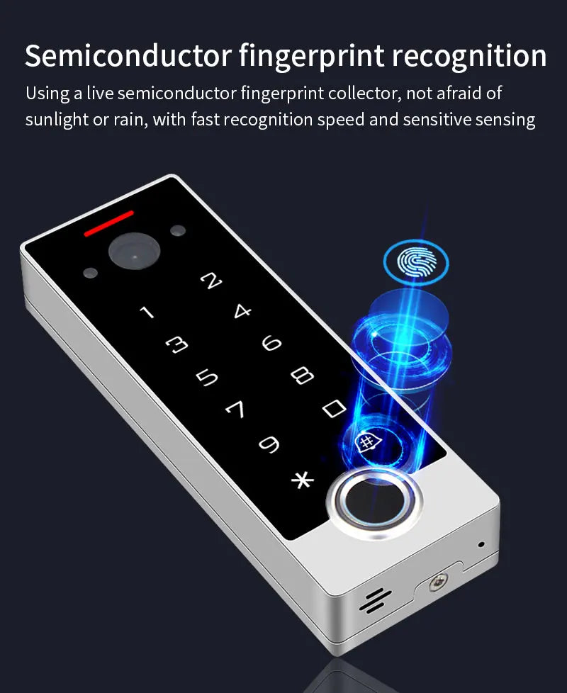 Tuya WiFi Video Intercom Doorbell to Phone Camera Home Security Door Phone Fingerprint Access Control System Pin/APP/Card Unlock