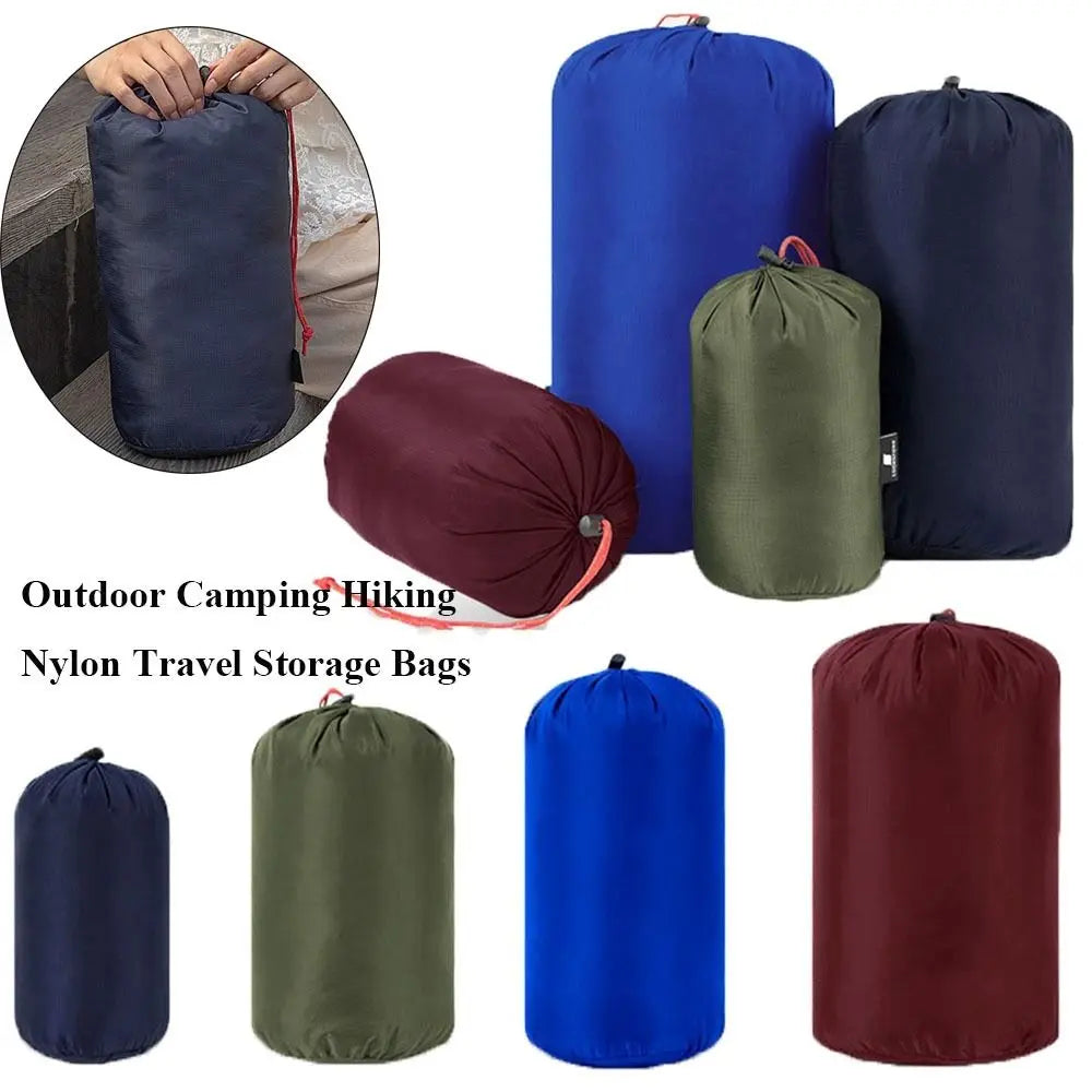 Outdoor Camping Hiking Fitness Nylon Travel Storage Bags Ultralight Waterproof Down Sleeping Bags Drawstring Pouch Travel Kits