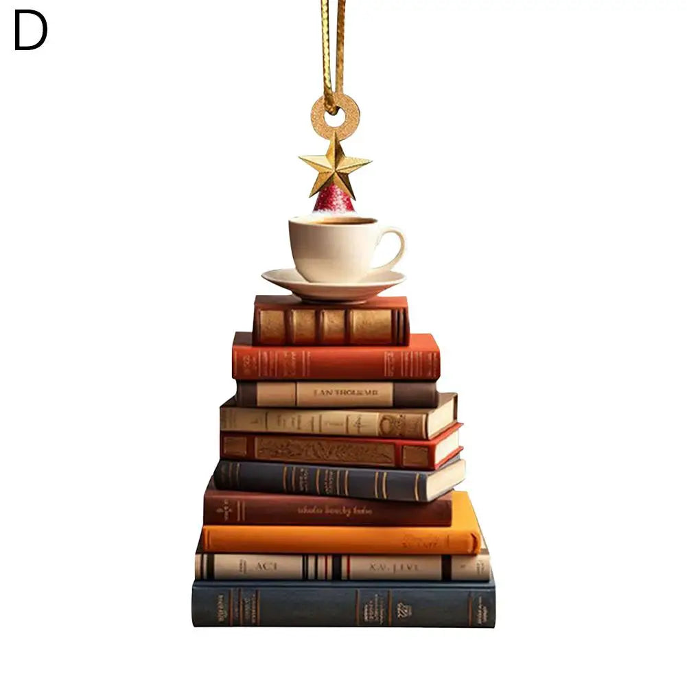 3d Bookshelf Christmas Pendant Flat Printing Book Dogs Diy Xmas Gifts Tree Hanging Crafts Window New Year Drop Dec W0g8