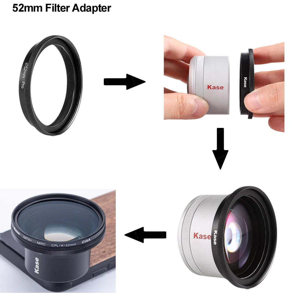 Kase Phone HD Master Macro Lens Pro for iPhone 15 14 13 12 11 8 7 X XR Samsung Xiaomi Android,17mm Thread Mount / Metal Body