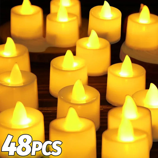 1/48PCS Flameless Led Candle Christmas Wedding Party Decoration Table Lamp Heart-shape Electronic Battery-Power Tealight Candles