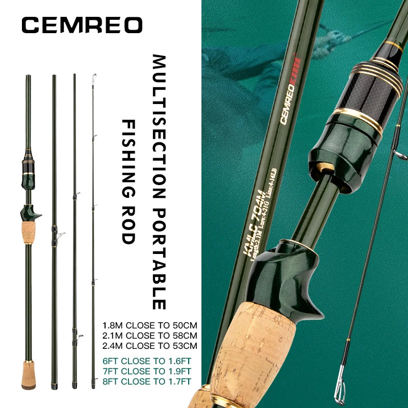 CEMREO Travel Rod Spinning Casting Carbon Fishing Rod 1.8m/2.1m/2.4m Portable Fishing Rod Good Quality Fishing Tackle MACANS