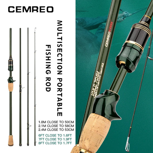 CEMREO Travel Rod Spinning Casting Carbon Fishing Rod 1.8m/2.1m/2.4m Portable Fishing Rod Good Quality Fishing Tackle MACANS