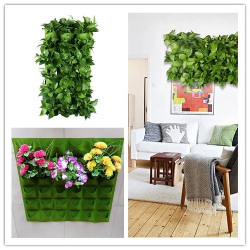 12 Pockets Vertical Wall Garden Planter Non-woven Fabrics Wall Hanging Planting Bags Green Pockets Garden Decoration Accessories