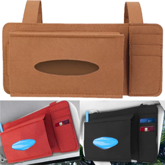 Car Multifunctional Felt Tissue Box Sun Visor Storage Bag Cars Creative Document Storage Pocket Usual Auto Interior Accessories