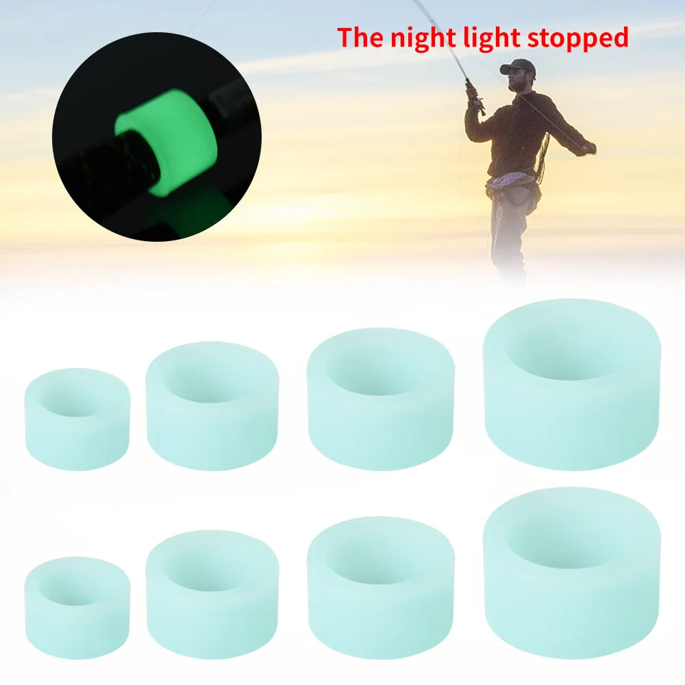 Luminous Silicone Fishing Rod Anti-skid Ring Finger Rod Ring Fish Gear Silicone Rod Stop Ring Fishing Tools Rubber Float Stopper