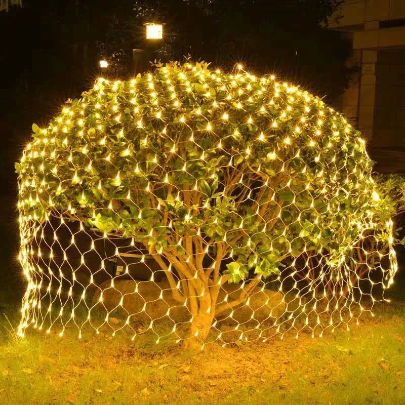 Solar Power Remote control Led Net String Lights Street Garlands Christmas Outdoor New Year Wedding Party Fairy Garden Decor