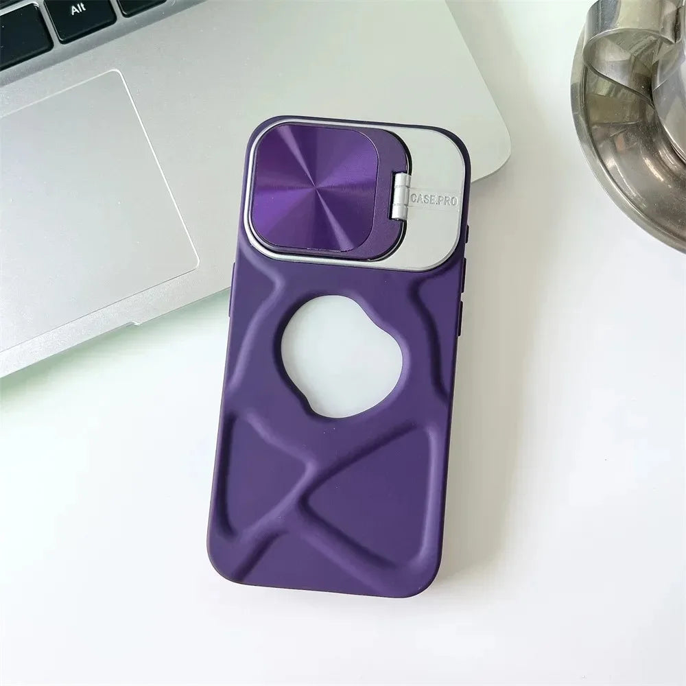 Fashion Logo Hole Magnetic Case for iPhone 11 12 13 14 15 16 Pro Max Plus Lens Protection Flip Bracket Magsafe Silicone Cover