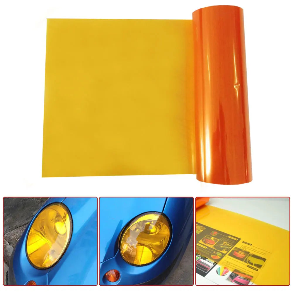 1Pc Amber Orange Headlight Taillight Fog Light Film PVC Vinyl Film Cover Protective Car Light Stickers Car Exterior Accessories