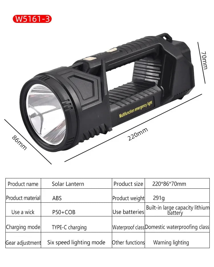 Super Bright XHP70 LED Work Light Handheld Flashlight USB Rechargeable Searchlight Spotlight Waterproof Camping Light Lantern