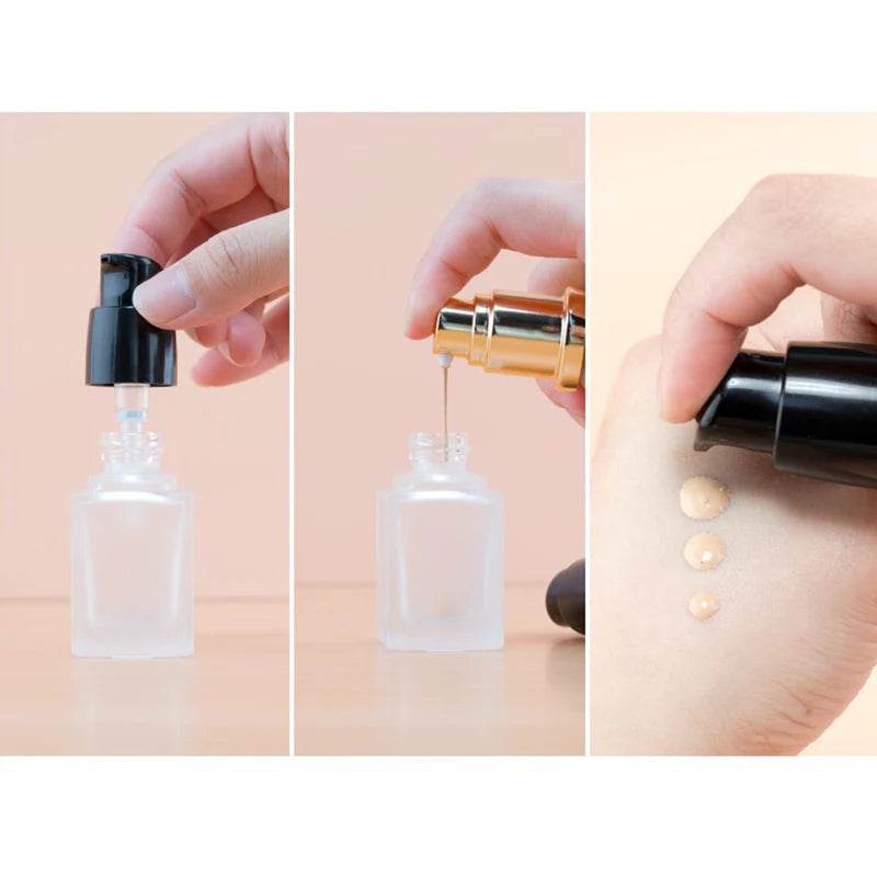 15/30ml Empty Pump Bottle Glass Liquid Foundation Container Makeup Transparent Square Refillable Bottle Portable Pump Bottle