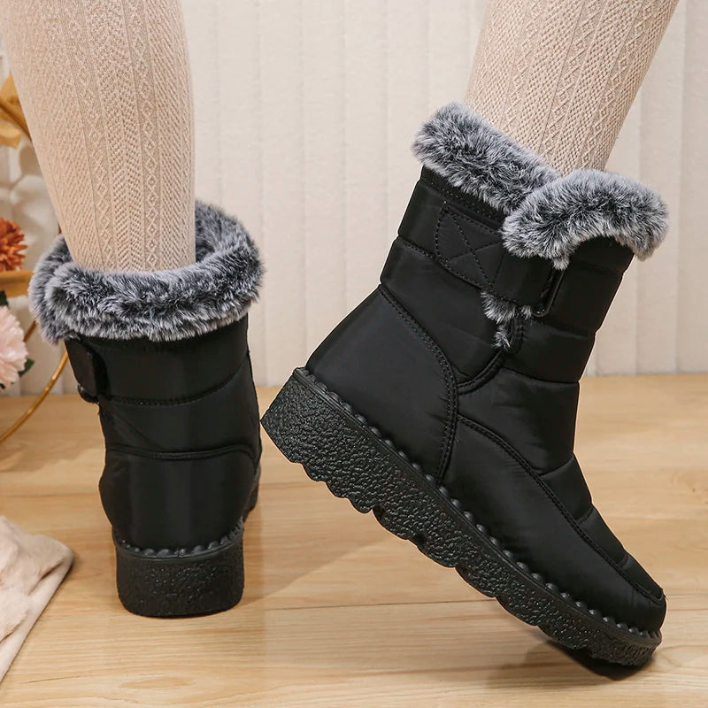 2024 Waterproof Snow Boots for Women Winter Shoes Faux Fur Plush Ankle Boots Woman Plus Size Non-Slip Warm Cotton Botas Mujer