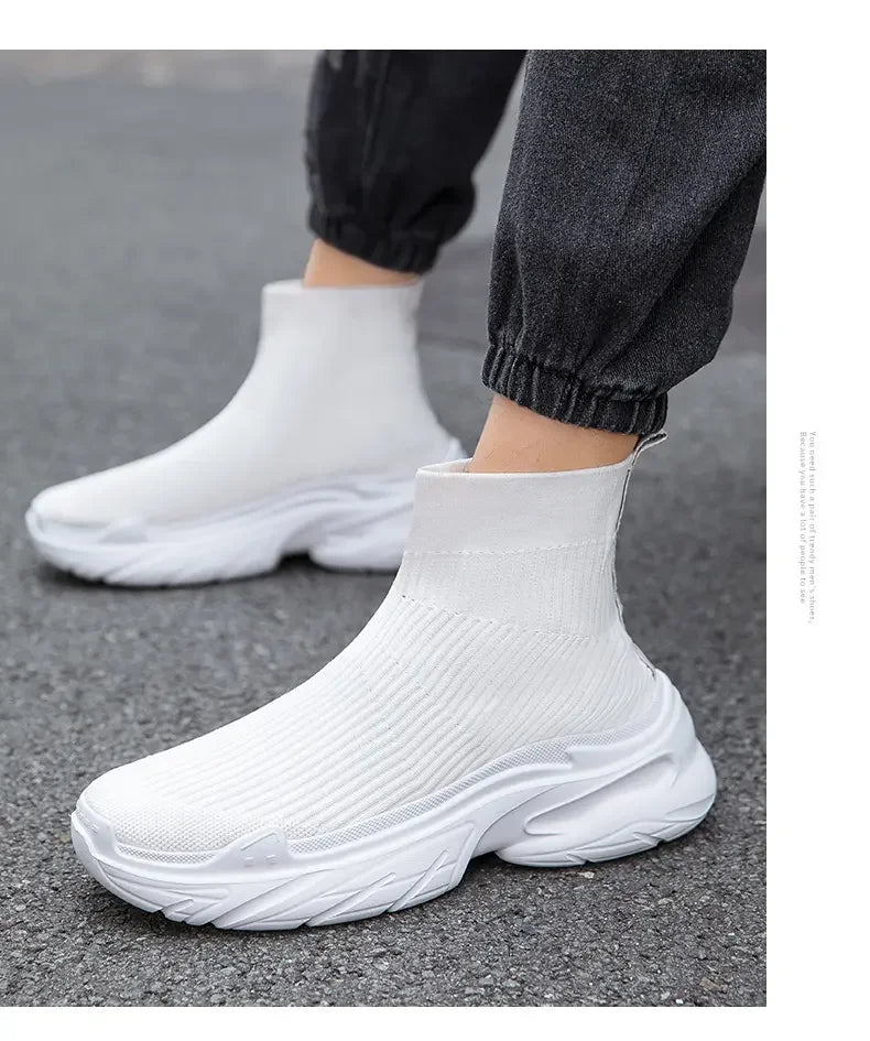 Sneakers for Men Fashion High Top Sock Shoes Autumn New Breathable Casual Shoes Outdoor Platform Anti Slip Walking Shoes 2023