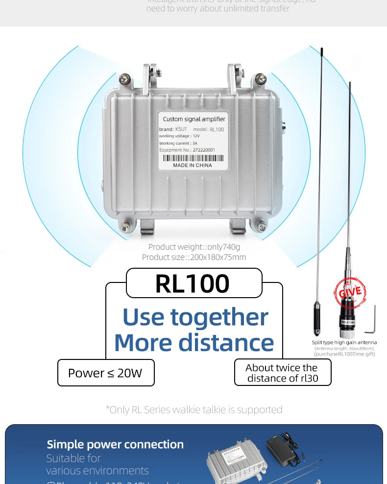 KSUT RL30 Repeater Walkie Talkie Long Range 2 Pieces Professional Wireless Communication Radios For Tunnel Cellar Talkie Walkie