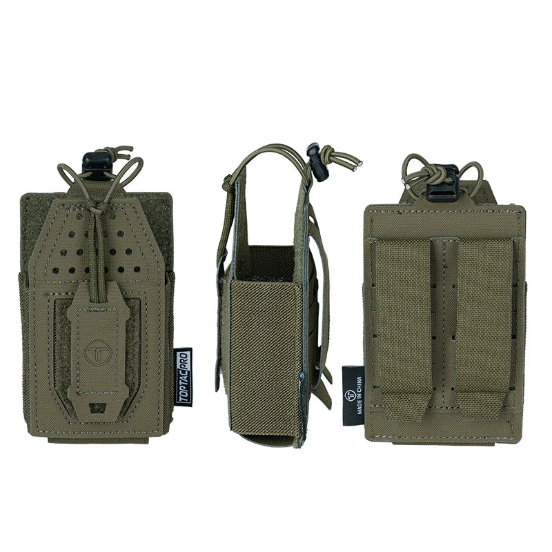 TOPTACPRO Tactical Mini Radio Pouch Molle Walkie-talkie Interphone Pouch Duty Tactical Molle Tool Pouch 8524