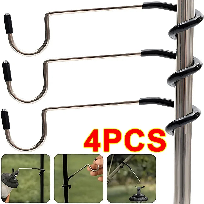 1/2/4Pcs Stainless Steel Light Stand Holder Hook Portable Tent Pole Lamp Hanger Hunting Fishing Lantern Hanger Outdoor Accessory