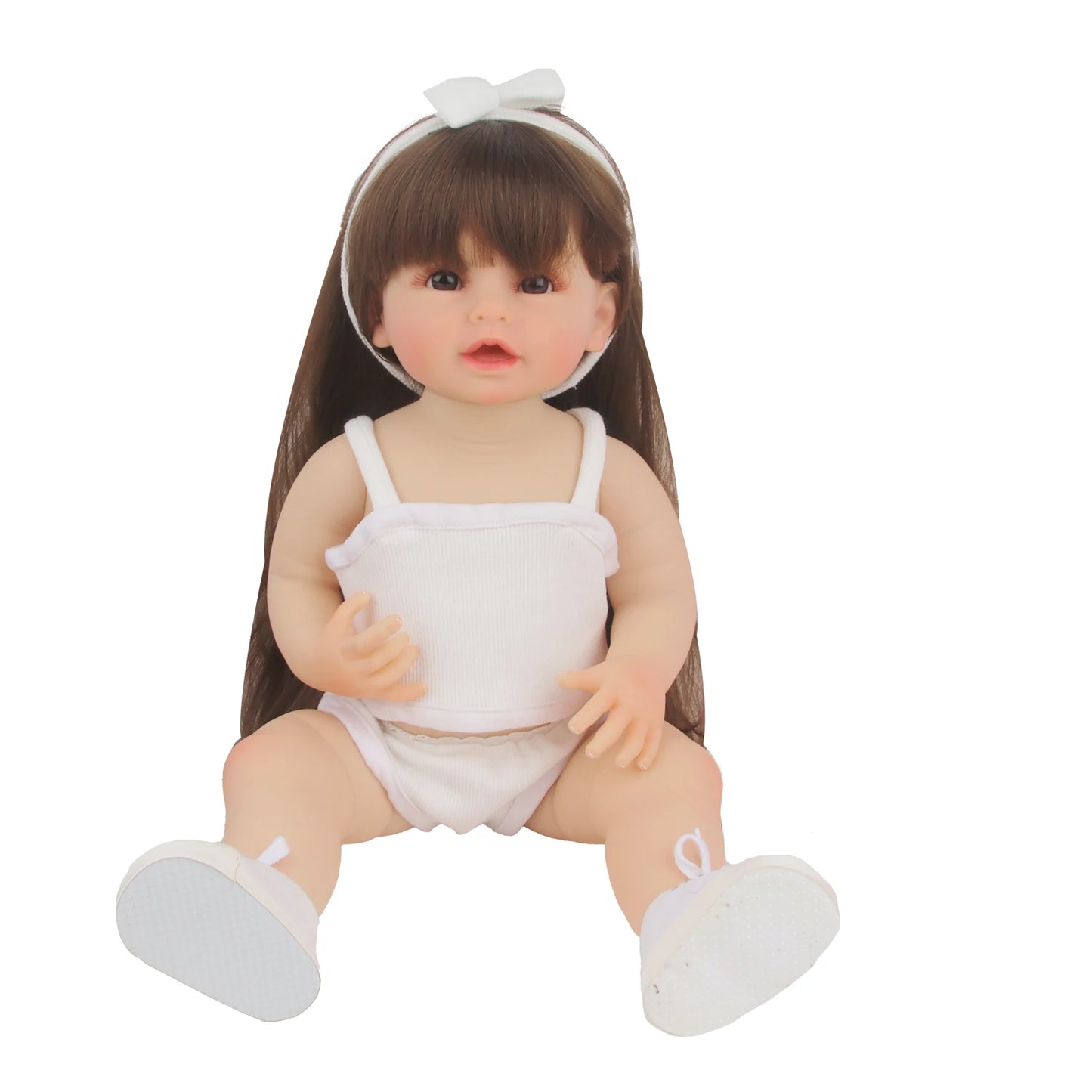 55CM 22 Inches Baby Reborn Girl Doll Full Body Soft Silicone Cute Newborn Dolls With Shoes,Clothes Girl's Best Gift Festival Toy