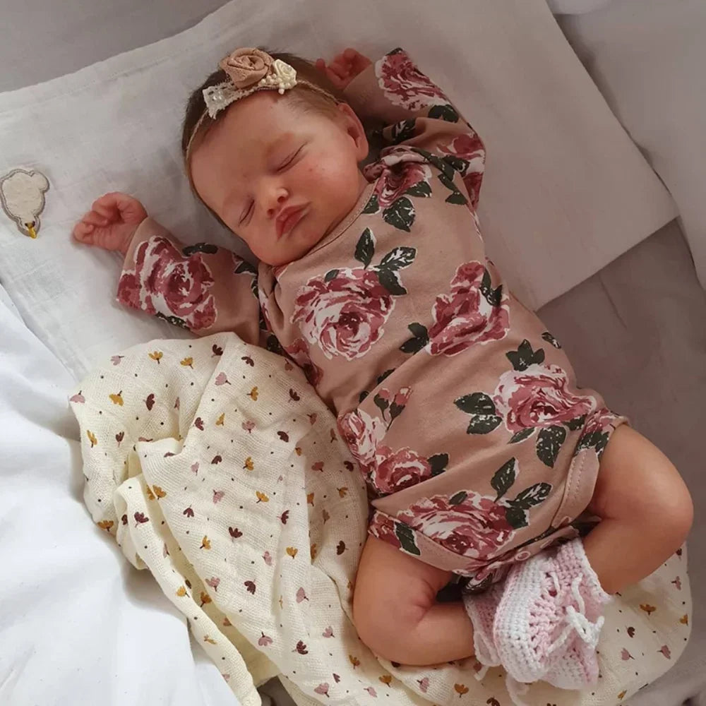 19inch Reborn Bebe  Rosalie Newborn Dolls Sleeping Baby Handmade Painted Lifelike 3D Skin with Visible Veins