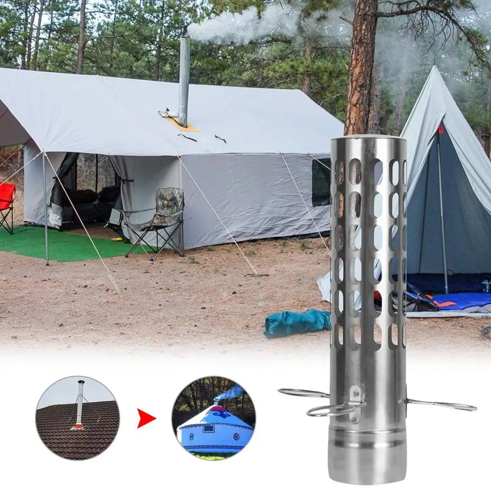 Outdoor Camping Stove Chimney Pipe Anti-scalding Vent Stainless Steel Tent Pipe Spark Arrestor Camping Stove Chimney Accessories