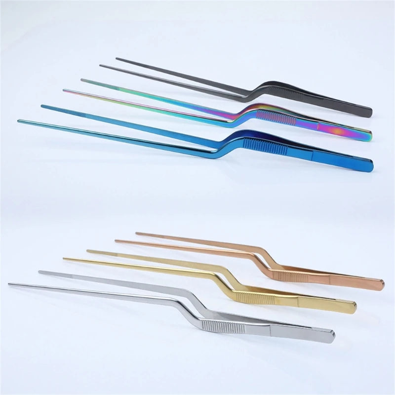 30cm Stainless Steel Tweezer Chef Food Tweezer BBQ Clip Barbecue Tongs Serving Presentation Kitchen Tool Cooking Dropship