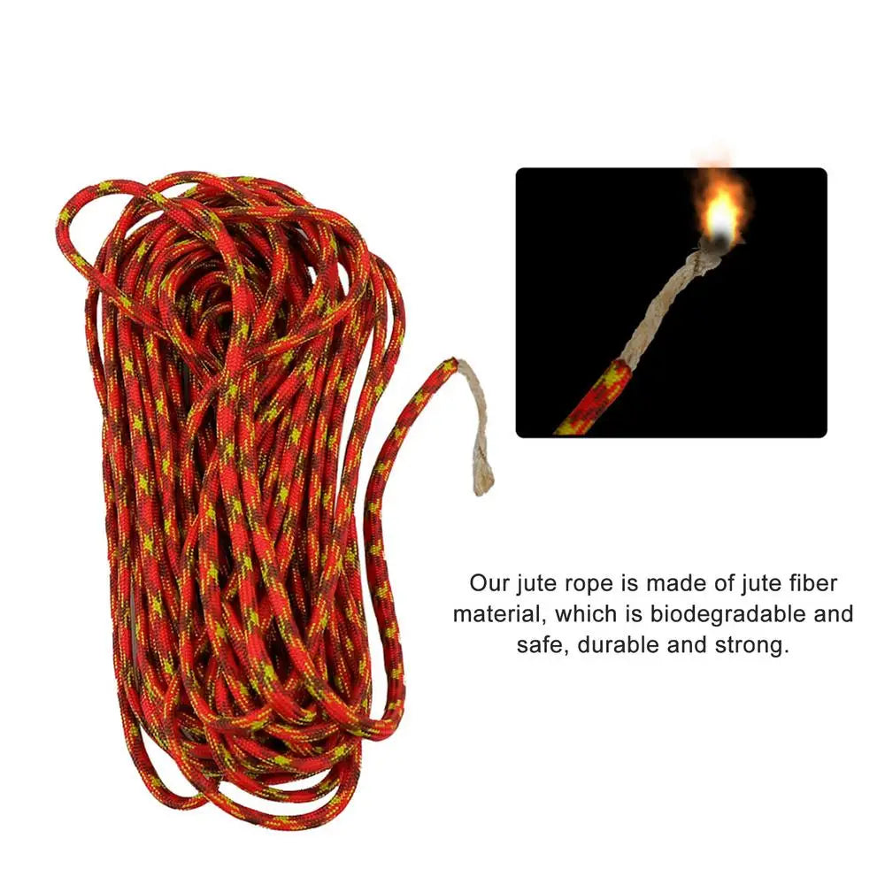 25feets Outdoor Fire Starter Jute Tinder Igniting Rope Impervious Camping Wax Dipping Ignition Cord  Wax-dipped Hemp Rope