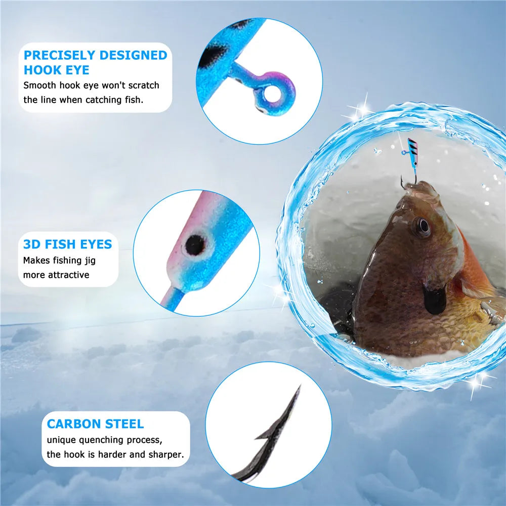 36/60/72/84Pcs Winter Ice Fishing Hook Glow ice jig bait 1.2-2.6g Jigging Fishing lure ice jigs for crappie panfish fishing gear