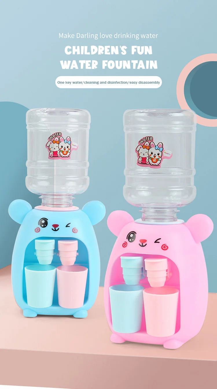 Mini Children Water Dispenser Toy Cute Cartoon Water Juice Milk Drinking Fountain Pretend Play Kitchen Toys for Boys Girls Gift