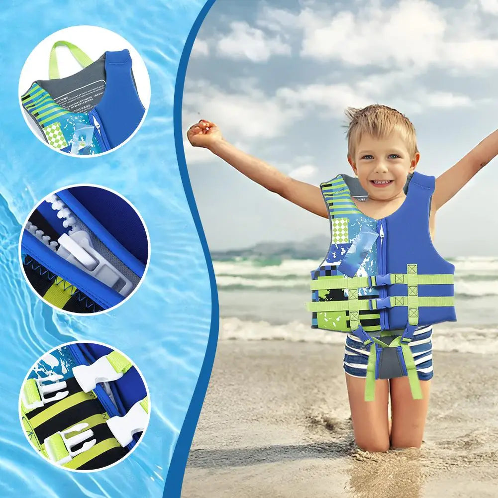 Kids Life Vest Premium Float Swim Vest for Children Swim Training Vest with Adjustable Safety Strap Learn to Swim Floatation