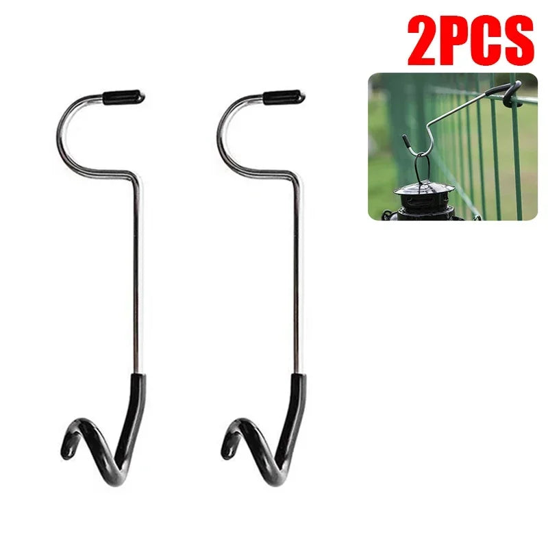 1/2/4Pcs Stainless Steel Light Stand Holder Hook Portable Tent Pole Lamp Hanger Hunting Fishing Lantern Hanger Outdoor Accessory