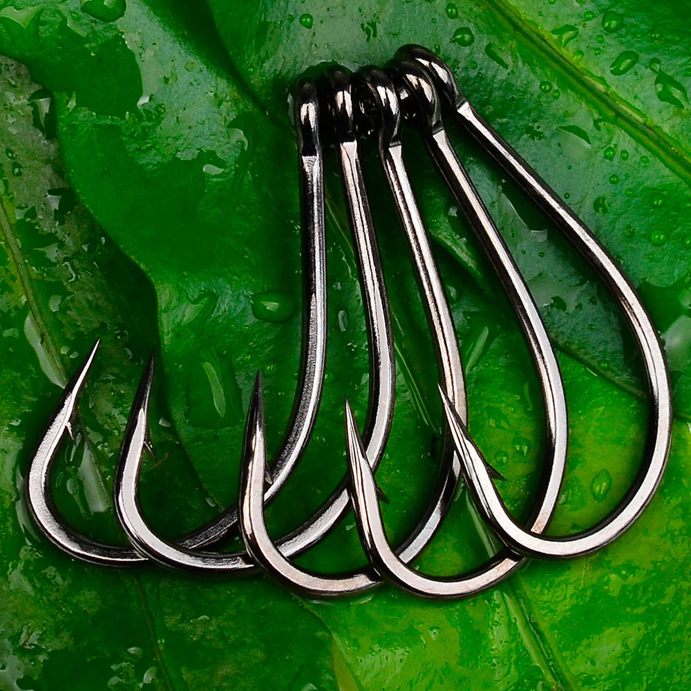 PROBEROS 100Pcs/lot High Carbon Steel Black Lure Hook 1/2/4/8 Size With Barbs Fishhook Fishing Gear Wholesale