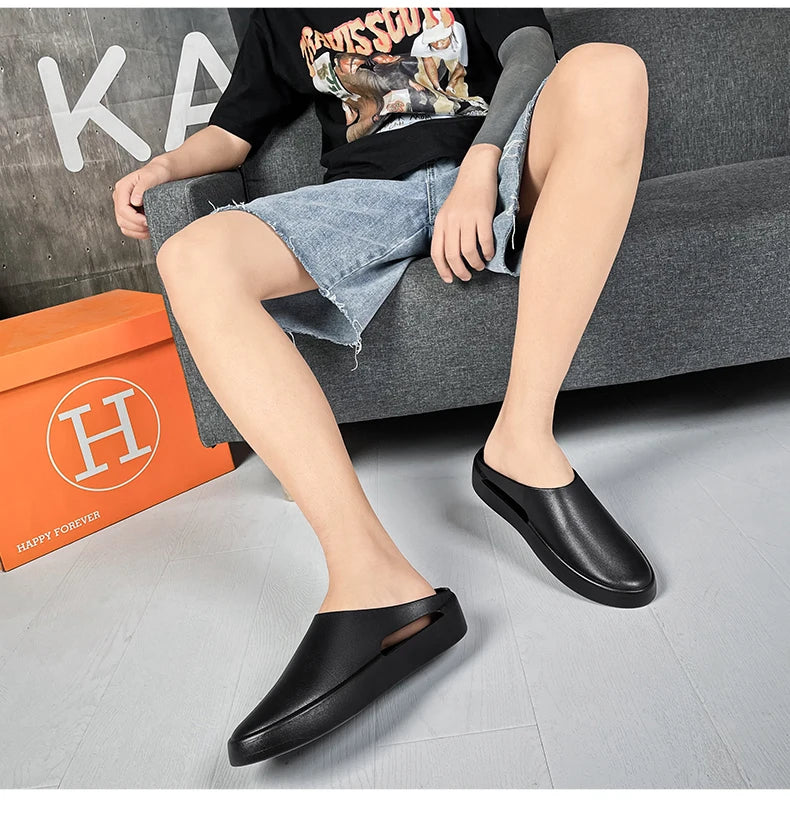 Hot EVA Slippers Men's Casual Shoe Indoor Outdoor Kitchen Slipper Non-slip Waterproof Thick Bottom Mans Sandals Young New Style