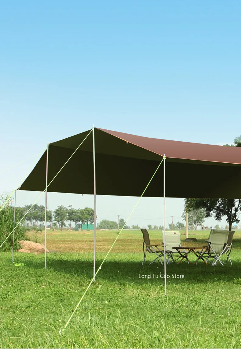 Without Poles 6*8m Large Canopy Waterproof Oxford Silver Coated Outdoor Camping Awning Sunshelter Tarp More Hanging Points new