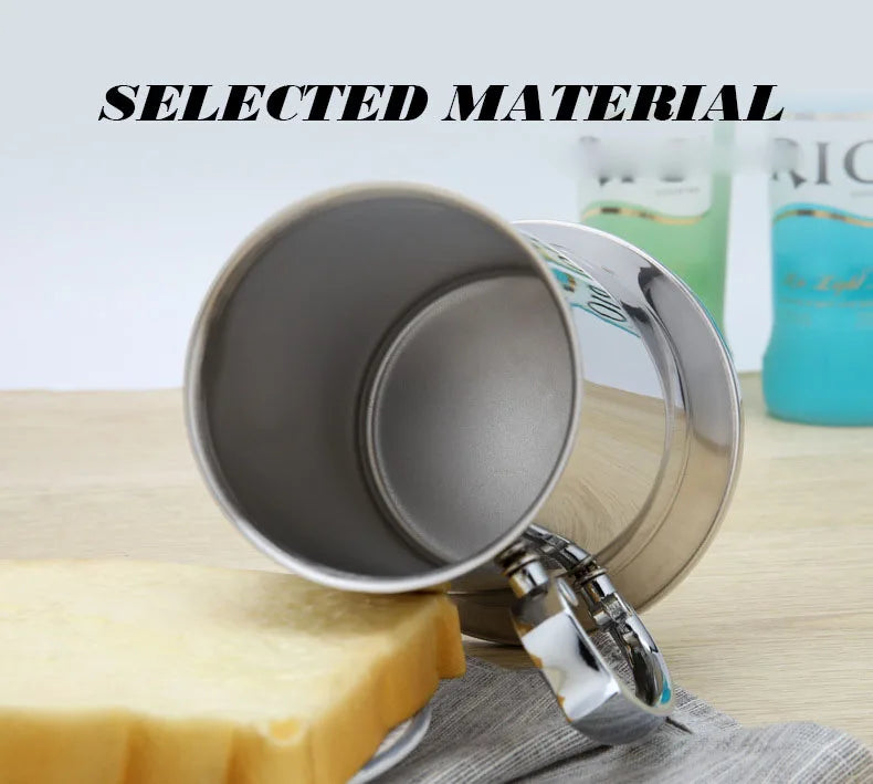 450/550ml Tankard Stein Double Wall Stainless Steel Beer Mug Cocktail Breakfast Milk Mugs with Handgrip Coffee Cup Bar Tool