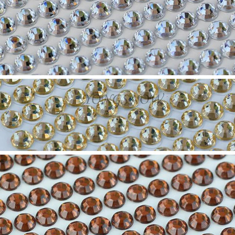 1set 3-6mm Rhinestones Mobile Phone PC Car Art Diy Decal Bling Acrylic Rhinestone Self Adhesive Scrapbooking Craft Stickers