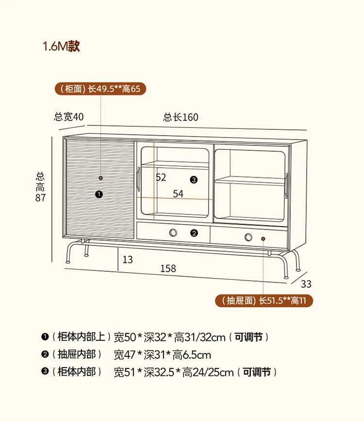 yj Dining Side Cabinet Middle-Ancient Dining Side Locker Kitchen Storage Cabinet Vintage Wine Cabinet Solid Wood Side Cabinet