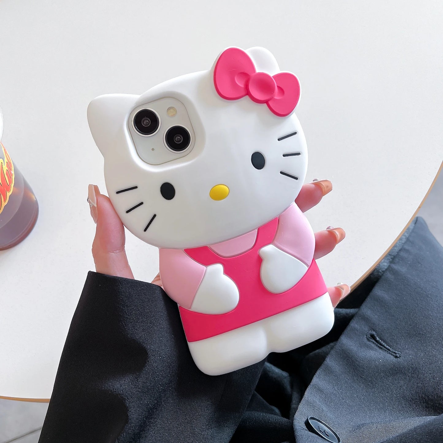 For iPhone 15 14 Plus 13 Pro Max 12 Mini 11 X XS Max XR 7 8 SE Color Bowknot Hello Kitty Cartoon Silicon Back Soft Phone Case