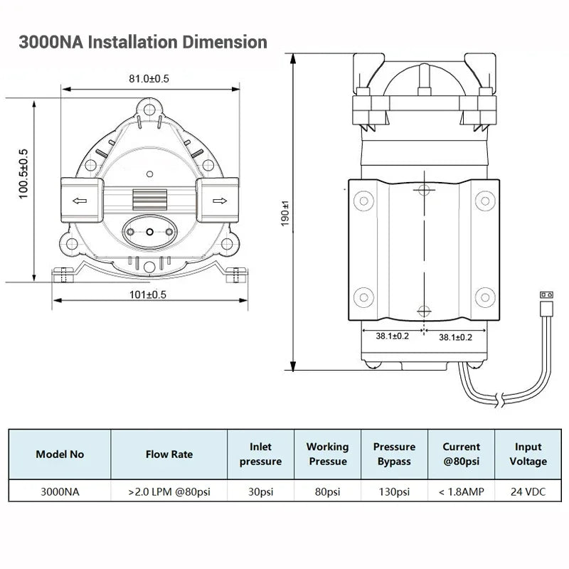 300 Gpd Reverse Osmosis Booster  3000NA  Water Filter and RO System