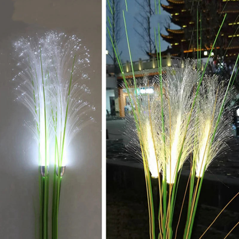 Solar Bulrush Optical Fiber Light Outdoor Waterproof Solar Powered Garden Lawn Lamp Ground Pathway Flower Landscape Lights