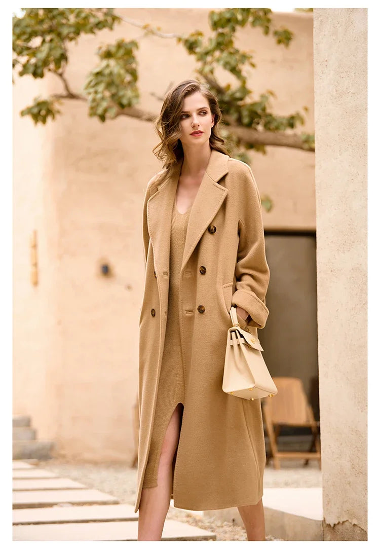 Women's Coat Double-sided 10% Cashmere 90% Wool Women's Long Coat Jacket, 2024 Winter New Long Cashmere Coat Women