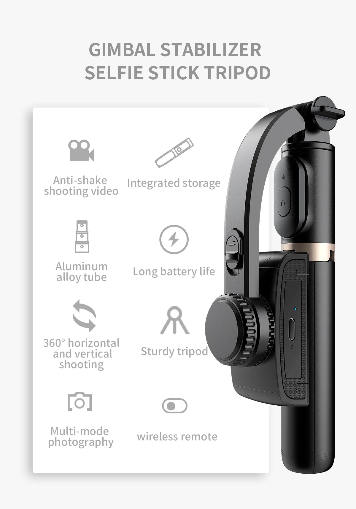 COOL DIER 2023 NEW Phone Gimbal stabilizer Wireless Bluetooth selfie stick tripod Stabilizer holder bracket For Smartphone live