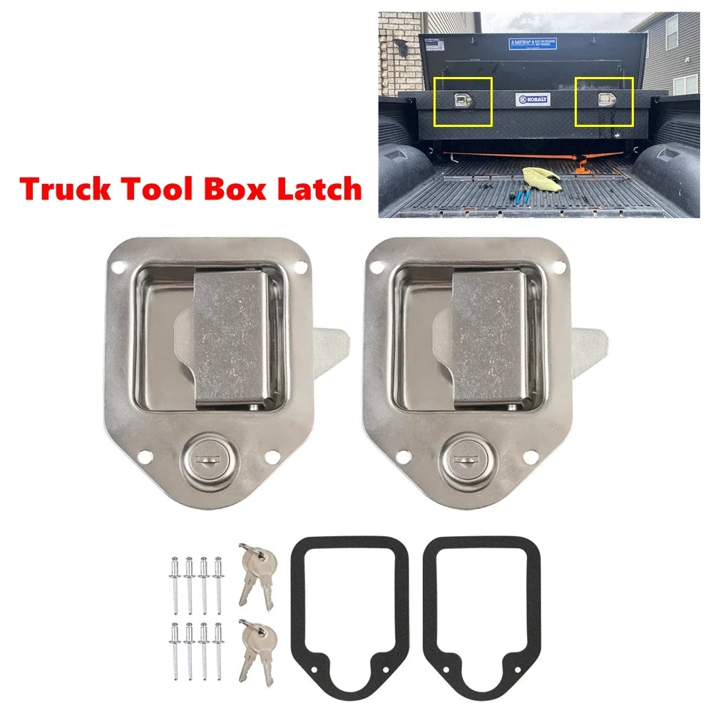 Truck Tool Box Latch Replacement Stainless Steel Toolbox Handle Latch Lock with Keys For RV, UTV, Trailer, ATV, Box, Campers