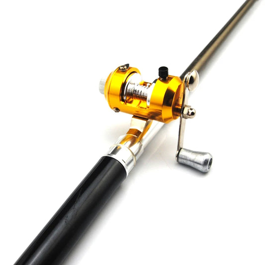 Portable Pocket Telescopic Mini Fishing Pole Pen Shape Folded Fishing Rod With Reel Wheel