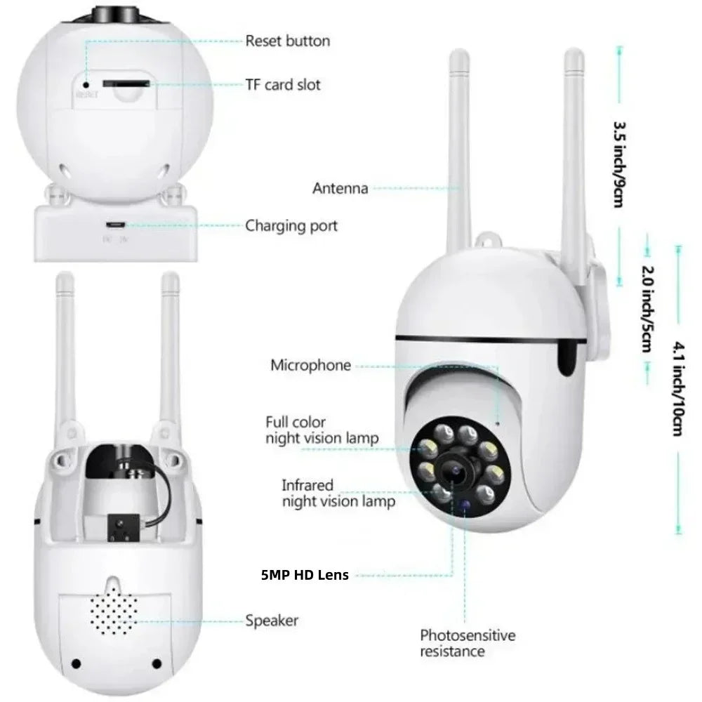 8MP Wireless Security Surveillance PTZ Camera Wifi IP Outdoor 4X Zoom Cameras AI Human Tracking Two-way Audio HD Night Color Cam