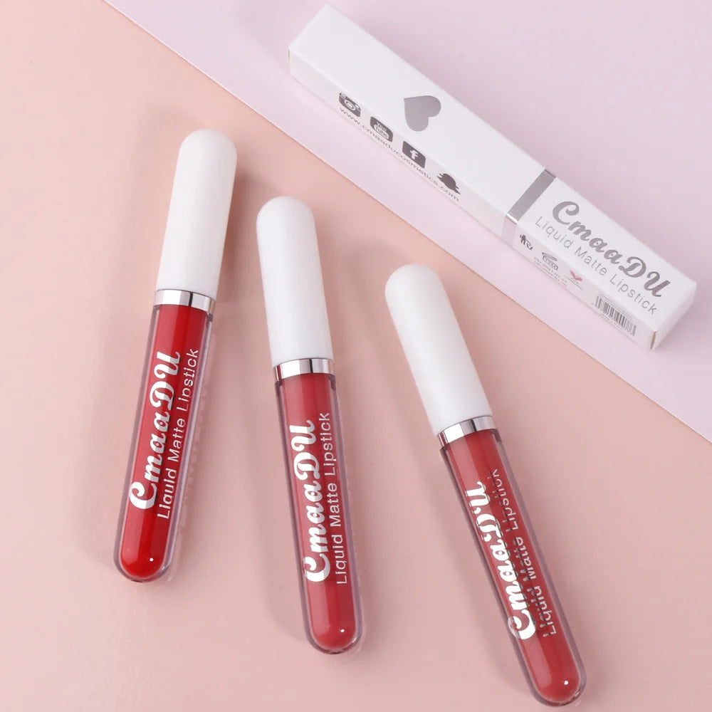 Sexy Long Lasting Velvet Matte Lip Gloss Liquid Lipstick Lip Makeup Women Beauty Red Nonstick Cup Waterproof Lip Gloss 18 Color