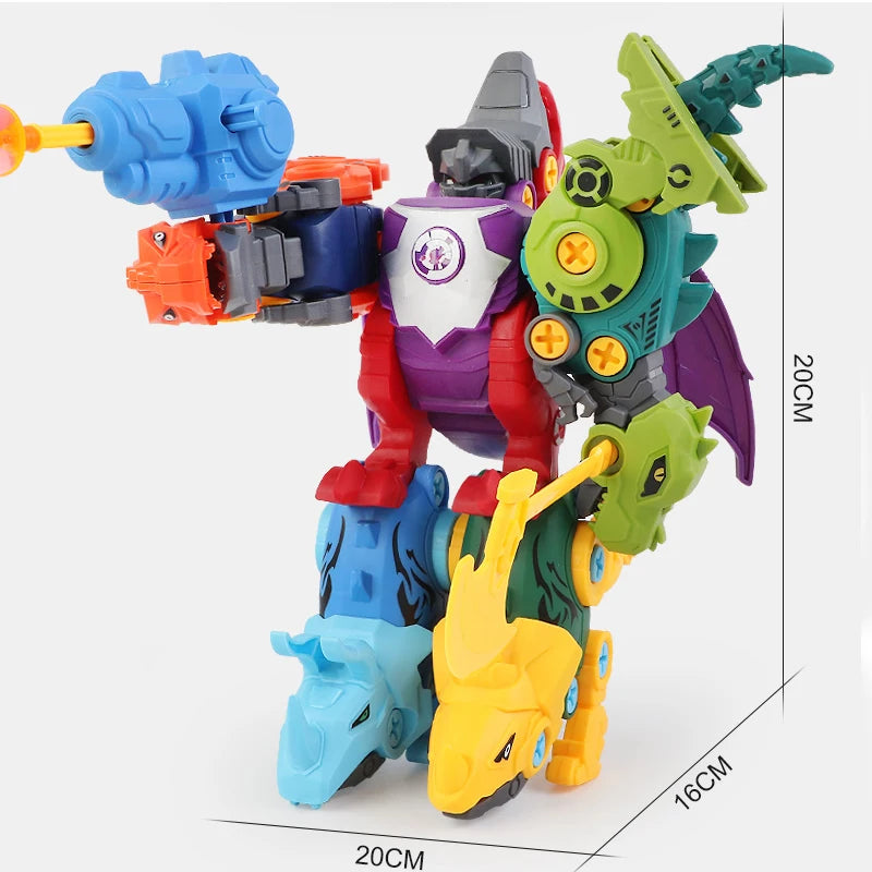 5 IN 1 Children Assembly Dinosaur Transformation Dino Robot Constructor Screw DIY Set Blocks Disassembly Screwdriver  Model Toys