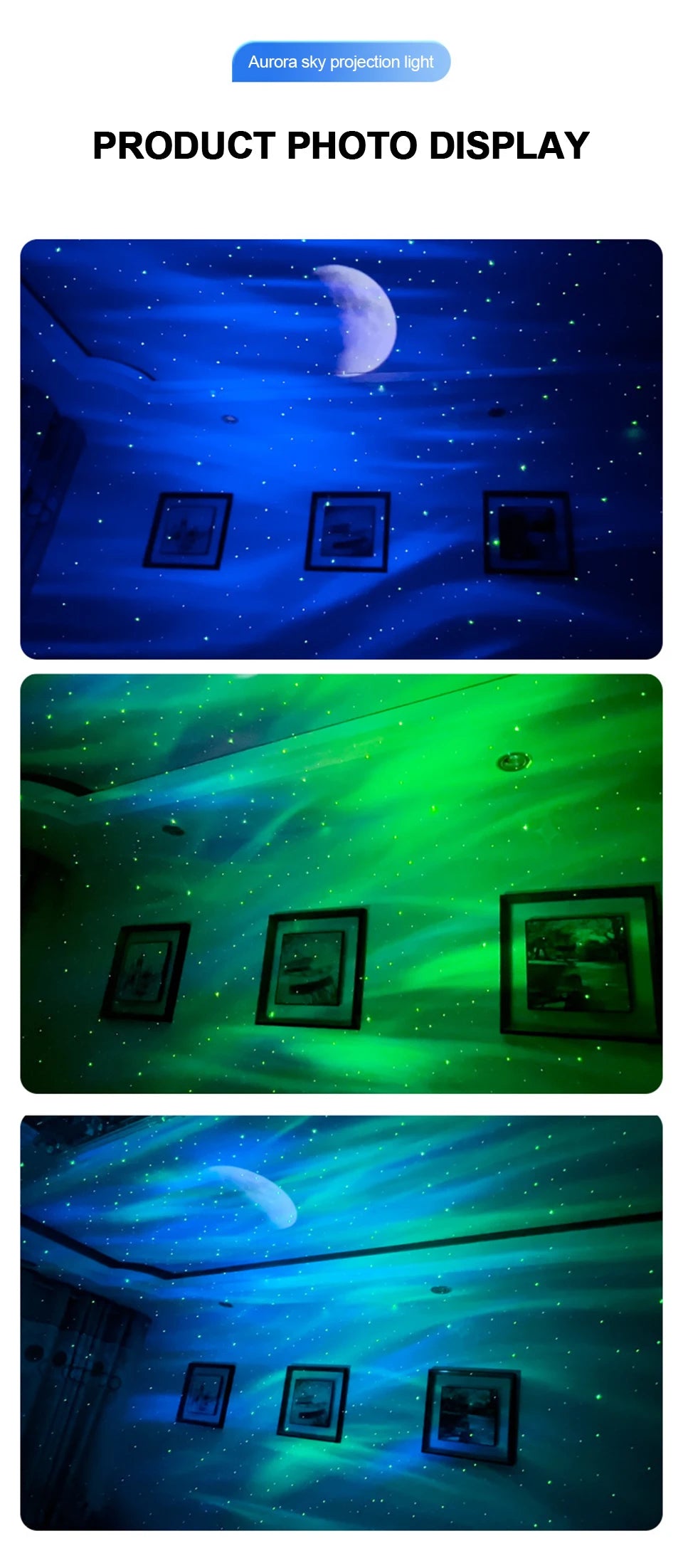 Aurora Borealis Starlight Projectors LED Galaxy Star Atmosphere Galaxy Night Light Home Bedroom Sky Moon Lamp Room Decor Gift