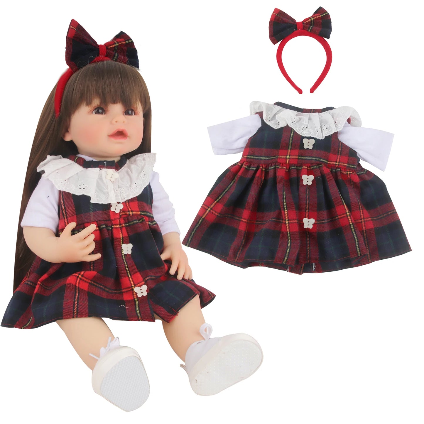 55CM 22 Inches Baby Reborn Girl Doll Full Body Soft Silicone Cute Newborn Dolls With Shoes,Clothes Girl's Best Gift Festival Toy