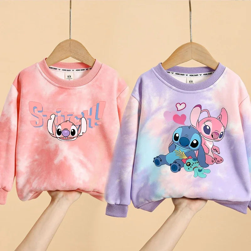 Stitch Tops Sweaters Children Baby Long Sleeve Casual Clothes Boy Girl Sweatshirt Kids Clothing Fall Hood Sweat Shirts Clothes