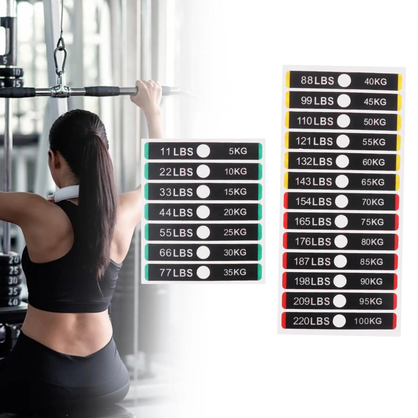 2x Weight Stack Labels Number Stickers 11lbs to 220Ibs Weight Stickers for Workout Fitness Equipment Accessories