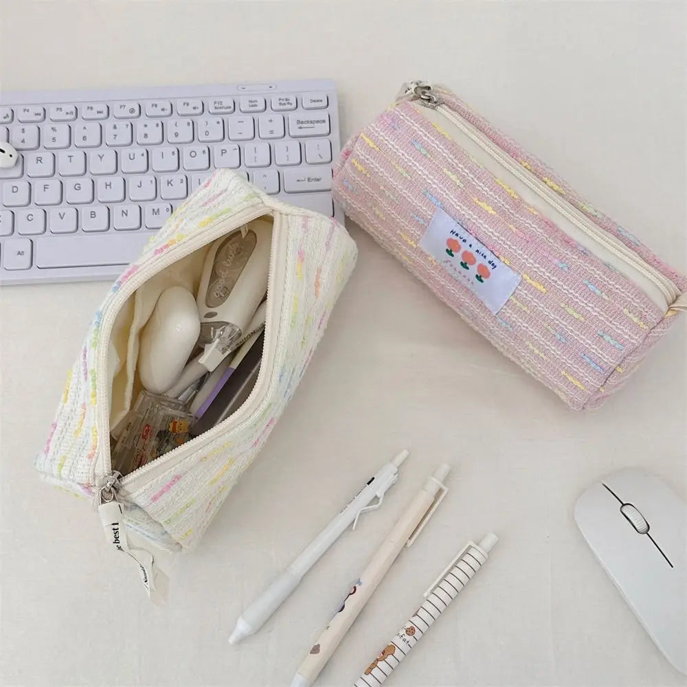 Gift Embroidered Pencil Case Large Capacity Stationary Case Stationary Storage Pouch Cosmetic Bag